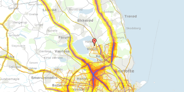 Trafikstøjkort på Mosebakken 10, 2830 Virum