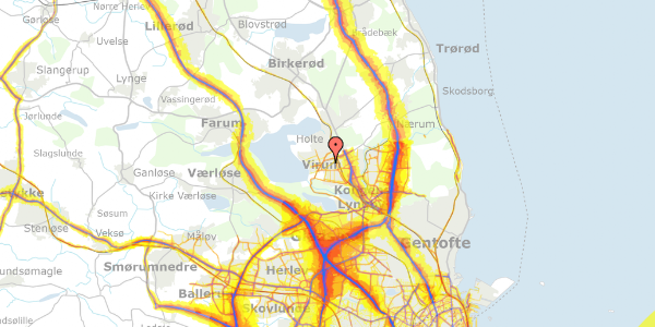 Trafikstøjkort på Munkebakken 12, 2830 Virum