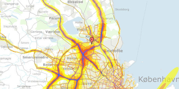 Trafikstøjkort på Pilehøjvej 18, 2800 Kongens Lyngby