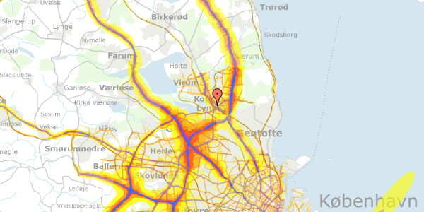 Trafikstøjkort på Rønne Alle 12, 3. a, 2800 Kongens Lyngby