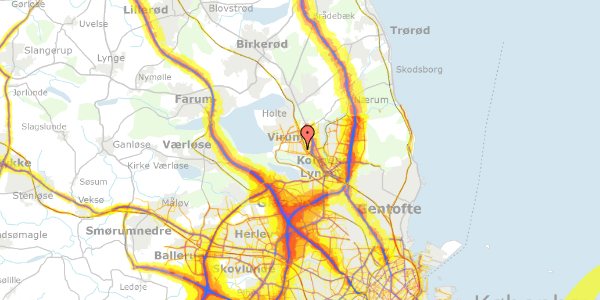 Trafikstøjkort på Snebærvænget 27, 2830 Virum