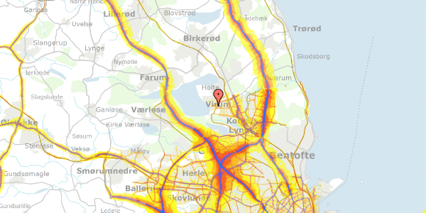 Trafikstøjkort på Solbakken 18, 2830 Virum