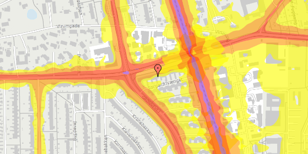 Trafikstøjkort på Sorgenfrivænget 7, 2830 Virum