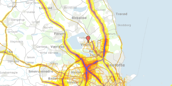 Trafikstøjkort på Søndervej 11, 2830 Virum