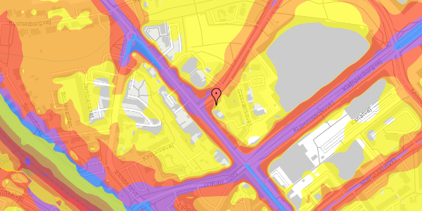 Trafikstøjkort på Toftebæksvej 2, 1. , 2800 Kongens Lyngby