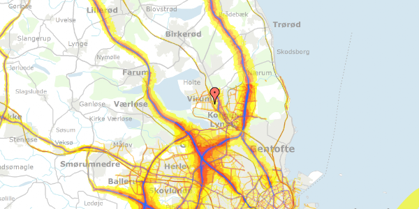 Trafikstøjkort på Tornebakken 11, 2830 Virum