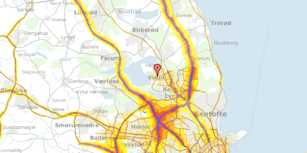 Trafikstøjkort på Tværvej 42, 2830 Virum