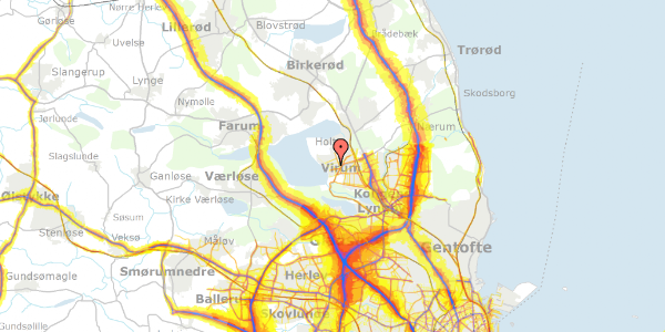 Trafikstøjkort på Tværvej 57, 2830 Virum