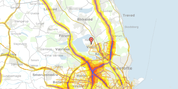 Trafikstøjkort på Tværvej 76, 2830 Virum