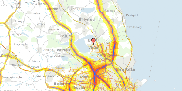 Trafikstøjkort på Tværvej 79, 2830 Virum