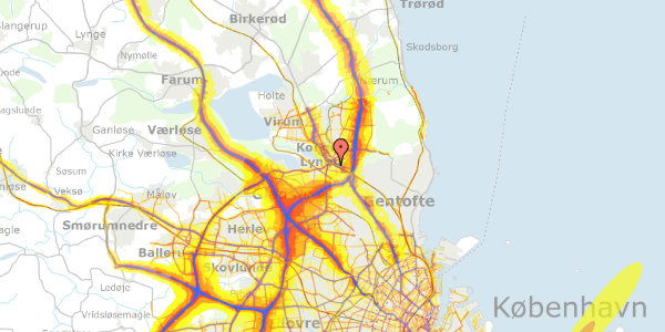 Trafikstøjkort på Ulrikkenborg Alle 5, 1. tv, 2800 Kongens Lyngby