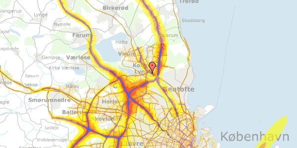 Trafikstøjkort på Ulrikkenborg Alle 16, 2. tv, 2800 Kongens Lyngby