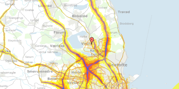 Trafikstøjkort på Vangeledet 77, 2830 Virum