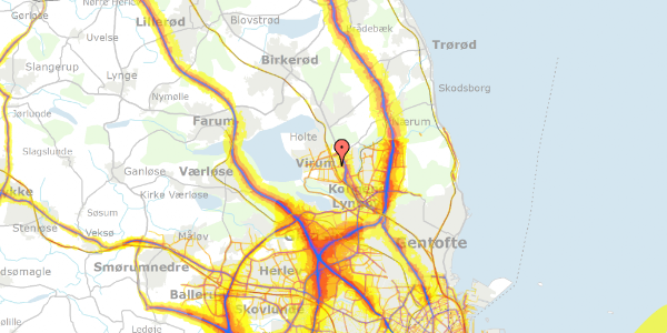 Trafikstøjkort på Virumgade 8, 2830 Virum