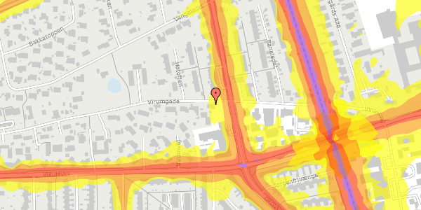 Trafikstøjkort på Virumgade 11D, 2830 Virum