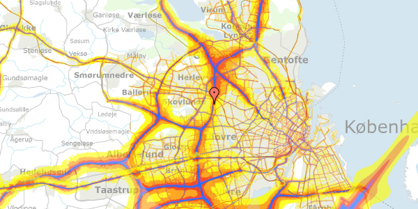 Trafikstøjkort på Fundervej 8, 2610 Rødovre