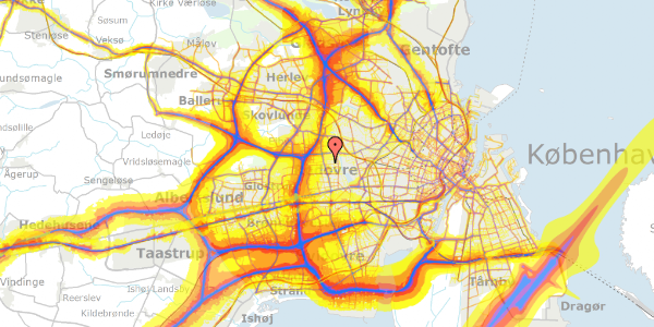 Trafikstøjkort på Grønlunds Alle 65, 2610 Rødovre