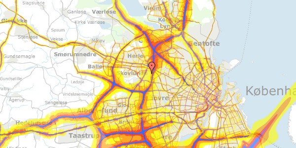 Trafikstøjkort på Hammelvej 28, 2610 Rødovre