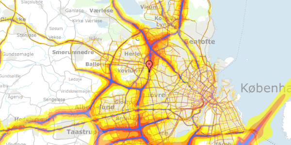 Trafikstøjkort på Rævebakkevej 24, 2610 Rødovre