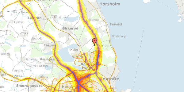 Trafikstøjkort på Attemosevej 18B, 2840 Holte