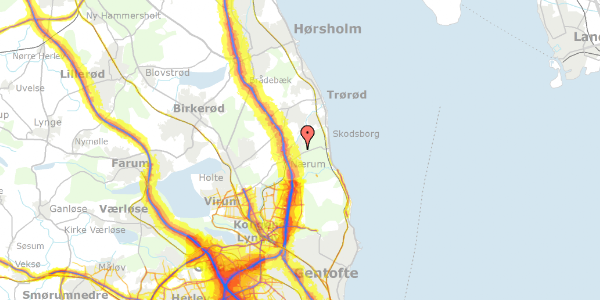 Trafikstøjkort på Concordiavej 1A, 1. th, 2850 Nærum