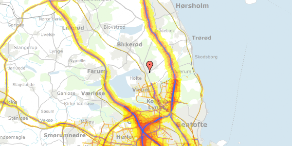 Trafikstøjkort på Dronninggårds Alle 6, 1. th, 2840 Holte