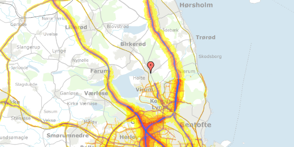 Trafikstøjkort på Dronninggårds Alle 22, 2840 Holte