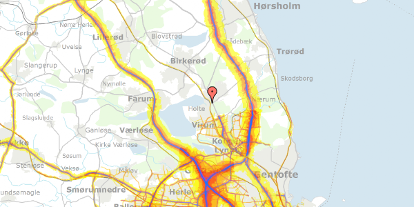 Trafikstøjkort på Dronninggårds Alle 37, 2840 Holte