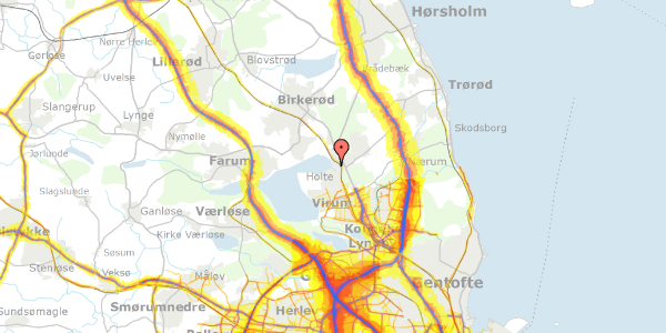 Trafikstøjkort på Dronninggårds Alle 40A, 2840 Holte