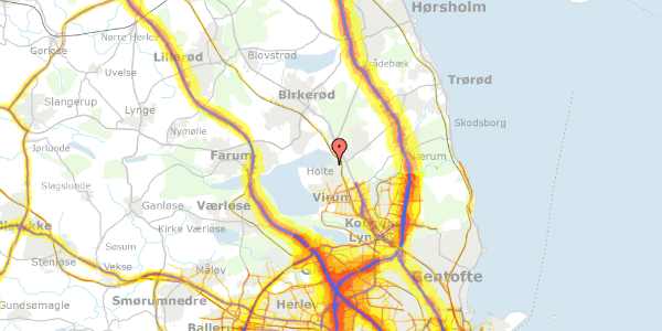 Trafikstøjkort på Dronninggårds Alle 63, 2840 Holte