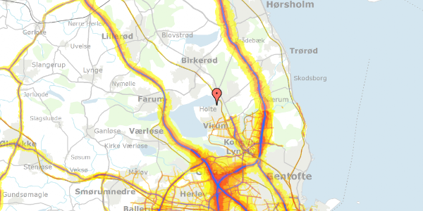 Trafikstøjkort på Dronninggårds Alle 82, 2840 Holte