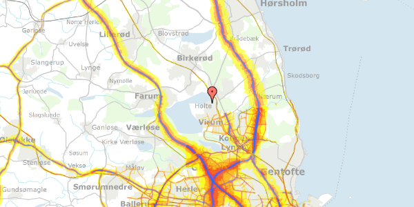 Trafikstøjkort på Dronninggårds Alle 83, 2840 Holte