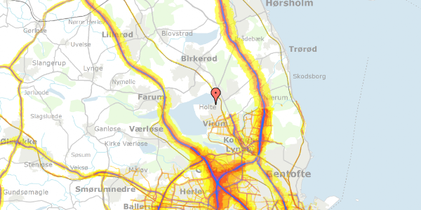 Trafikstøjkort på Dronninggårds Alle 89, 2840 Holte