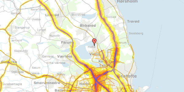 Trafikstøjkort på Dronninggårds Alle 100, 2840 Holte