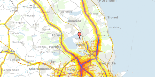 Trafikstøjkort på Dronninggårds Alle 109, 2840 Holte