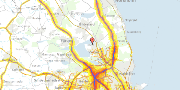 Trafikstøjkort på Dronninggårds Alle 117, 2840 Holte