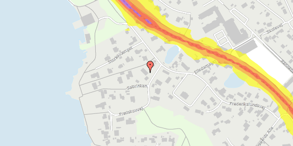 Trafikstøjkort på Fredskovvej 2, 2840 Holte