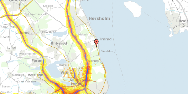 Trafikstøjkort på Frydenlundsvej 47, 2950 Vedbæk