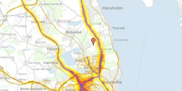 Trafikstøjkort på Havarthivej 1, 2840 Holte