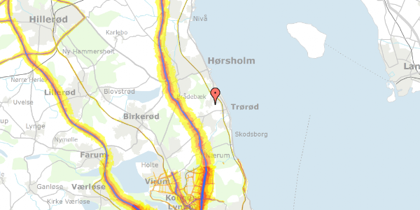 Trafikstøjkort på Henrikshave 48, 2950 Vedbæk