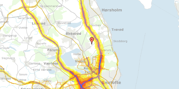 Trafikstøjkort på Højbjerggårdsvej 15, 2840 Holte