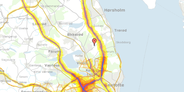 Trafikstøjkort på Højbjerggårdsvej 16, 2840 Holte