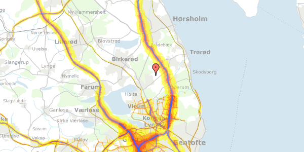 Trafikstøjkort på Højbjerggårdsvej 35, 2840 Holte