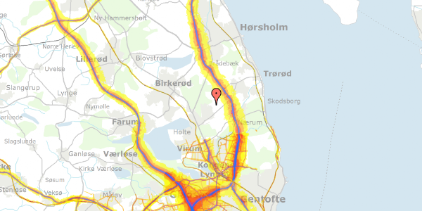 Trafikstøjkort på Højbjerggårdsvej 45, 2840 Holte