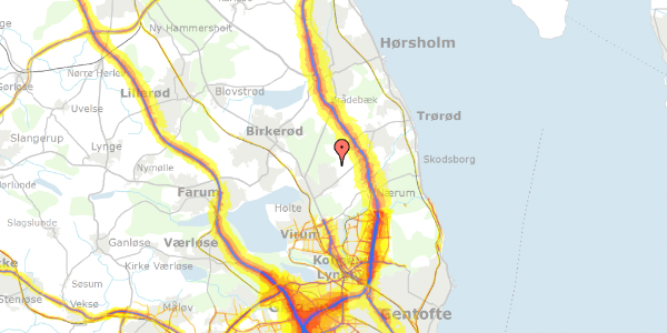 Trafikstøjkort på Højbjerggårdsvej 47, 2840 Holte