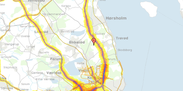 Trafikstøjkort på Høje Sandbjergvej 18, 2840 Holte