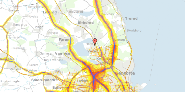 Trafikstøjkort på Kollemosevej 14, 2840 Holte