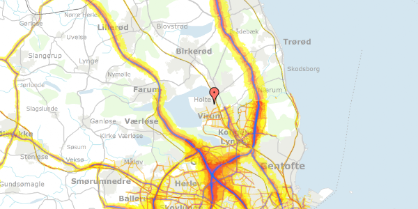 Trafikstøjkort på Kollemosevej 16A, 2840 Holte