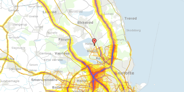 Trafikstøjkort på Kollemosevej 16B, 2840 Holte