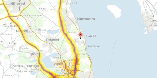 Trafikstøjkort på Lindevangsvej 42, 2950 Vedbæk